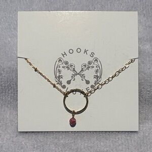 Gold Necklace with Pink Rhodonite Charm